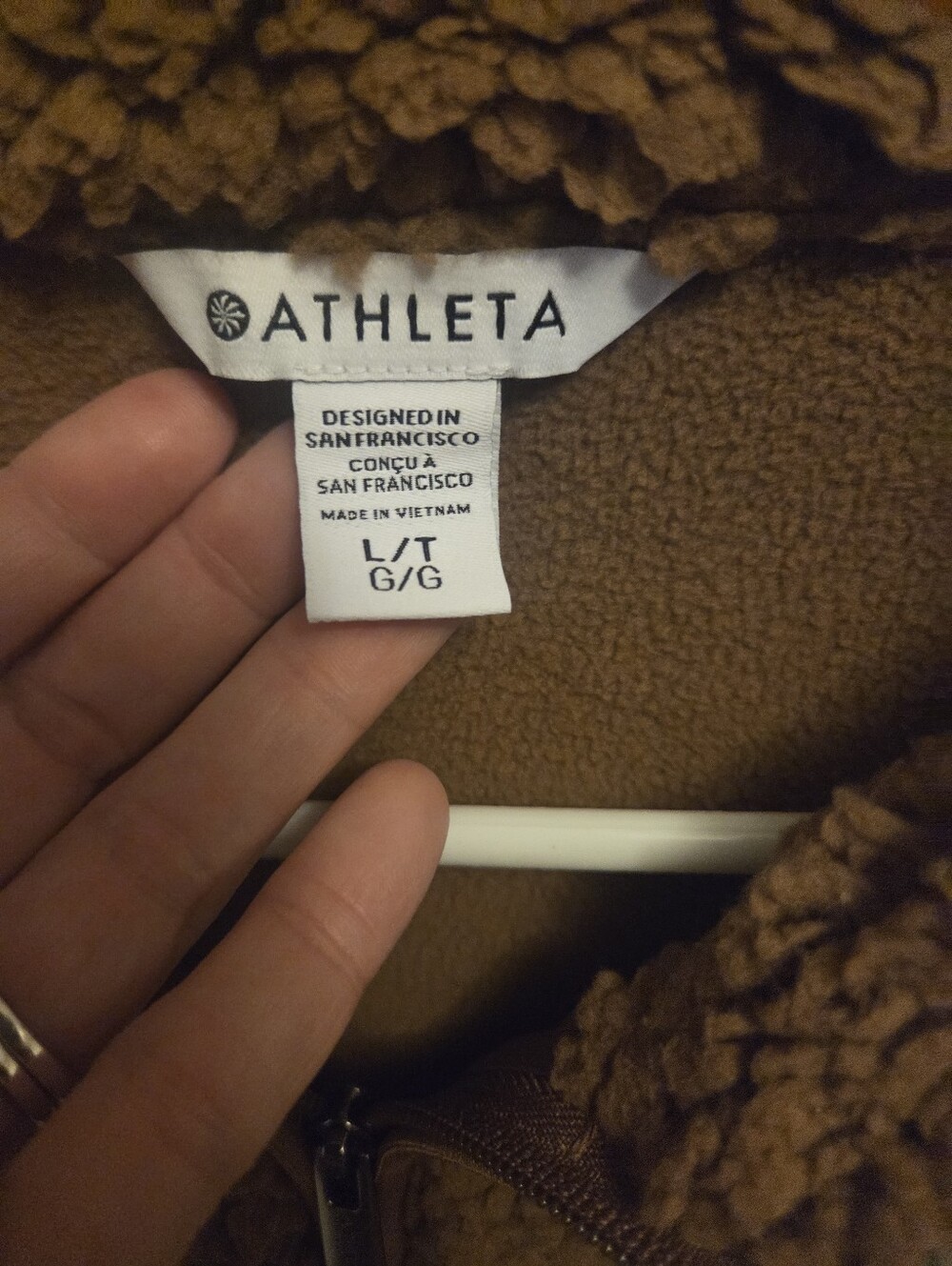 Athleta Sherpa Fleece Zip-Up Jacket Sz Large Tall Women's - Picture 3 of 7